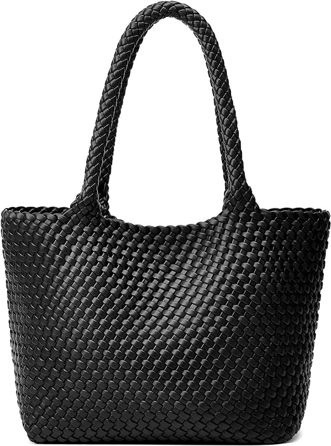 Woven Tote Bag Womens Purse: Vegan Leather Shoulder Handbags - Fashion Summer Beach Tote Bags - L... | Amazon (US)
