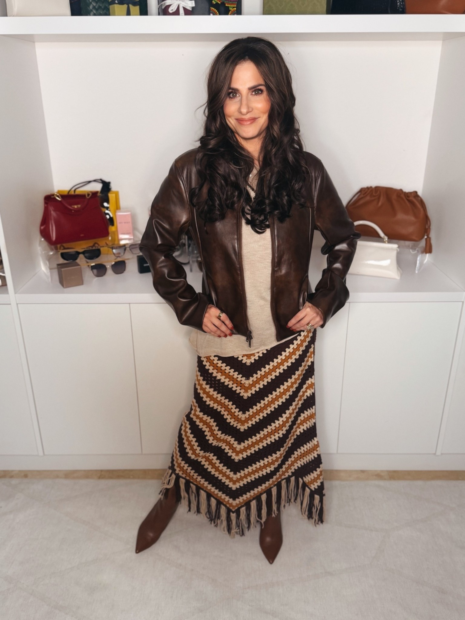 I wore a beige crochet skirt like this all summer long . This skirt has Fall colors is lined 1/2 way. The look transformation is perfect for Fall in warmer weather and cooler weather. Skirt XS , top sm , jacket sm. Boots are from last year but I linked several options. @macys  @abercrombie

#LTKOver40 #LTKSaleAlert #LTKgrwm