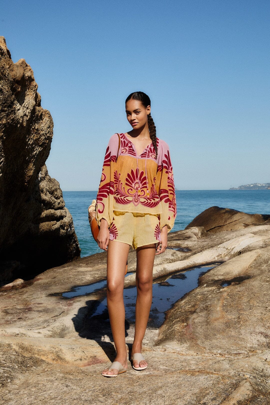 Soft Yellow Arabesc Shorts | FARM Rio | FarmRio (US)