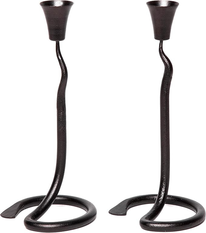 RTZEN Decorative Taper Candle Holders - Modern Wrought Iron Blacksmith Large Farmhouse Candlestic... | Amazon (US)