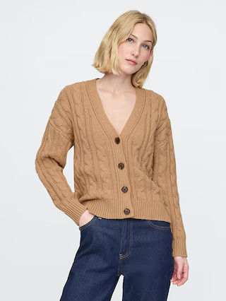 Oversized Cable-Knit Cardigan | Gap (US)
