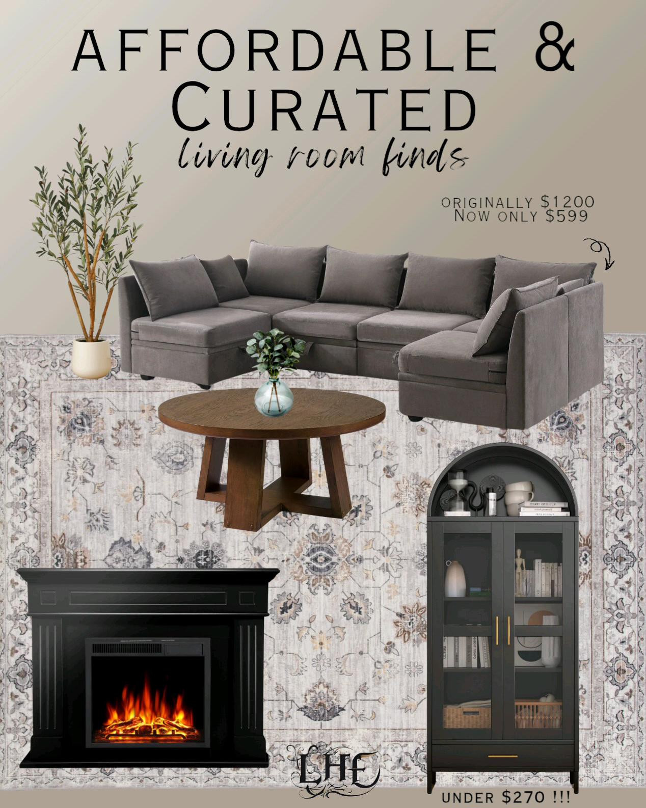 Affordable living room furniture and on sale...yes please! Shop by clicking the thumbnails below 👇... living room furniture, living room inspo, living room, modern farmhouse living room, farmhouse living room, living room rug, rug, area rug, couch, affordable couch, affordable sofa, sectional couch, arched cabinet, coffee table, electric fireplace, mantle with fireplace, affordable living room 

#LTKHome #LTKSaleAlert #LTKStyleTip