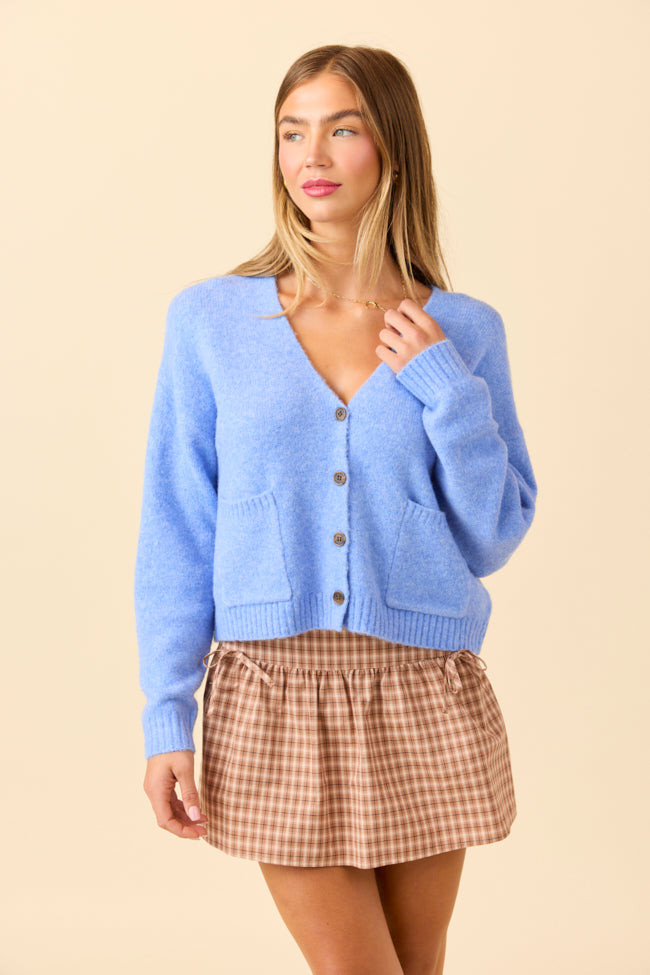 Kathryn Blue Long Sleeve Cardigan | Pink Lily