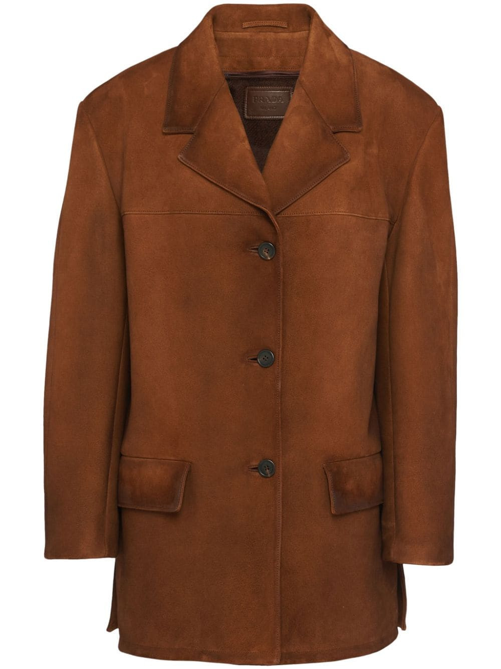 Prada single-breasted suede blazer - Brown | Farfetch Global