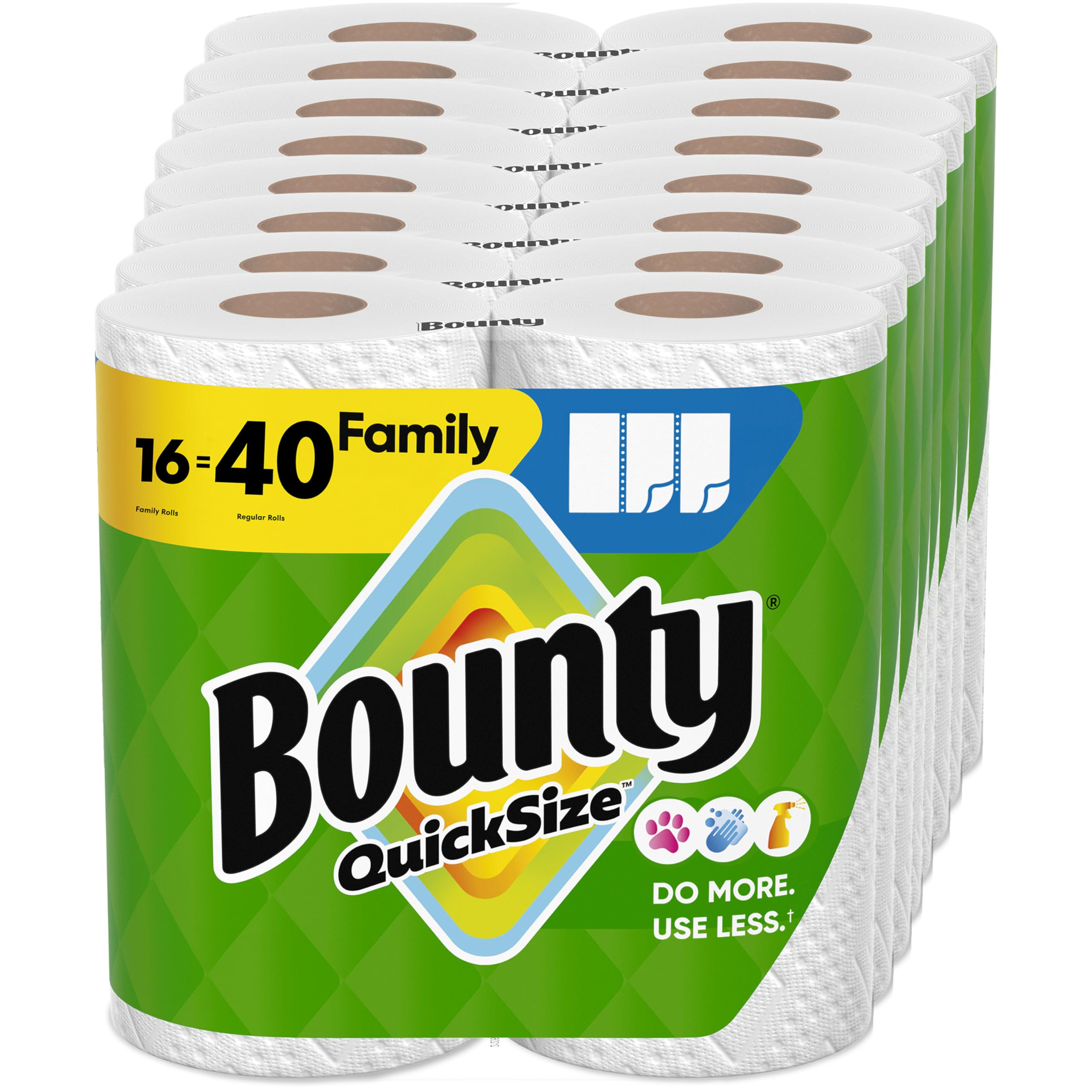 Bounty Paper Towels Quick Size, White, 16 Family Rolls = 40 Regular Rolls | Amazon (US)