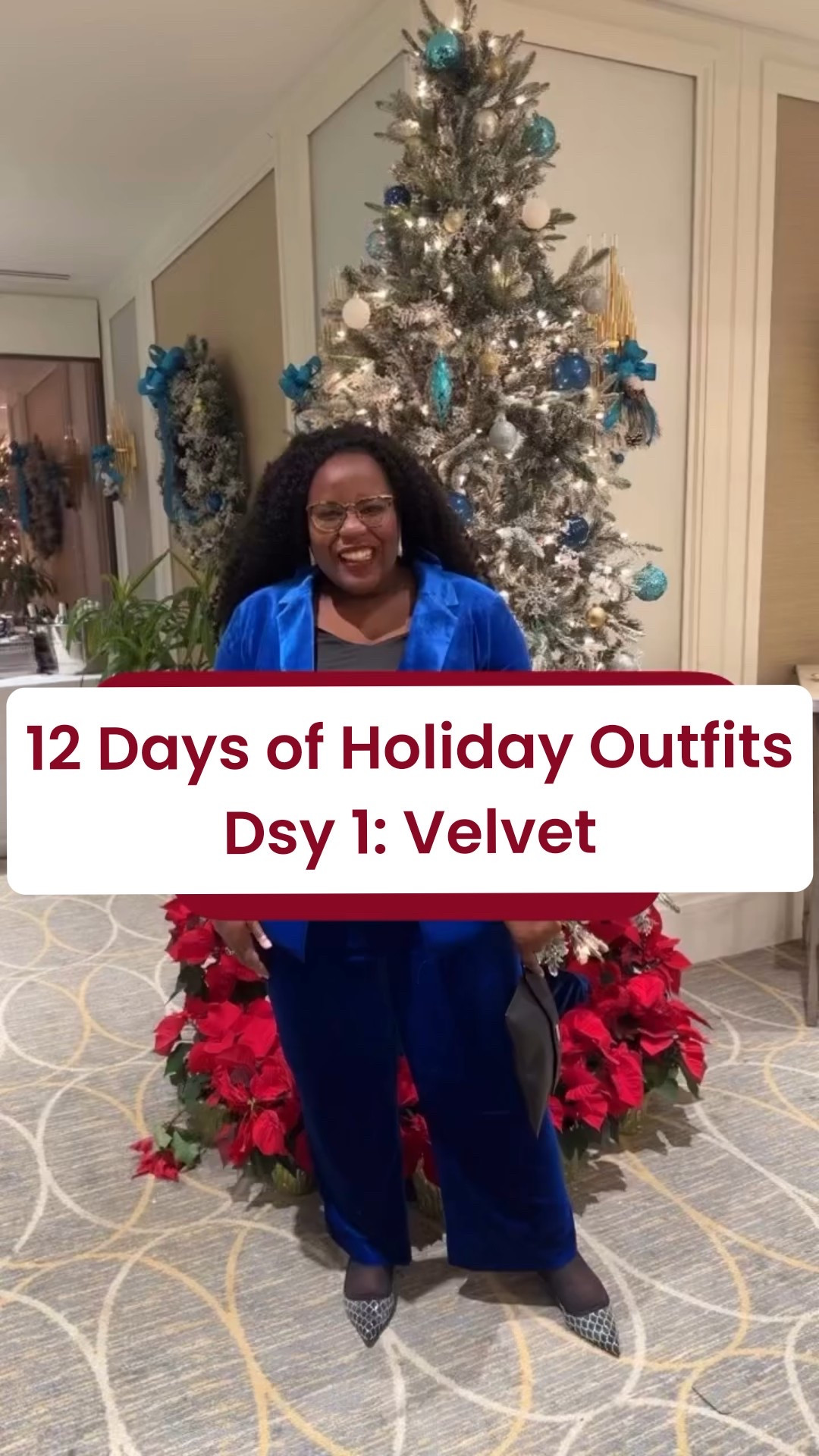 The day has arrived…Day 1 of the 12 Days of Holiday Outfits countdown to Christmas!  The holidays are officially here, and we’re kicking off the most festive countdown of the season with the fabric that screams luxury: rich, royal velvet!  When we think of the holidays many of us think red, green, and gold.  I’m mixing things up with this cobalt blue velvet suit that is giving structured sophistication meets holiday sparkle. Whether you’re heading to a work party, a formal dinner, or just want to feel like royalty while wrapping gifts, velvet is your non-negotiable texture of the season.  I finished the look with sparkly heels.

✨ Don’t miss the rest of the countdown!  I’m bringing you 11 more days of high-impact holiday looks, from the classics to shimmer and shine.  Hit that FOLLOW button and turn on notifications so you can save all the inspiration you need before Christmas!

What’s your favorite holiday fabric? Drop it in the comments! 👇

#HolidayOutfits #12DaysofOutfits #VelvetCrush #HolidayStyleInspo #ProfessionalStyling

Midsize outfits, event outfits, outfit inspo, curvy outfits, size 14 style, curvy fashion, midsize style, petite style, body positive woman, self love blog, curvy looks, attorney style, stylist tips, professional styling, affordable midsize style, wardrobe essentials , capsule wardrobe, closet cleanout, closet edit, effortless style, midsize looks, midsize outfits, attorney outfits, affordable outfits, black personal stylist, attorney looks, size inclusive fashion, holiday styling, style tips, petite workwear, lawyer look, capsule wardrobe, petite look, holiday outfit