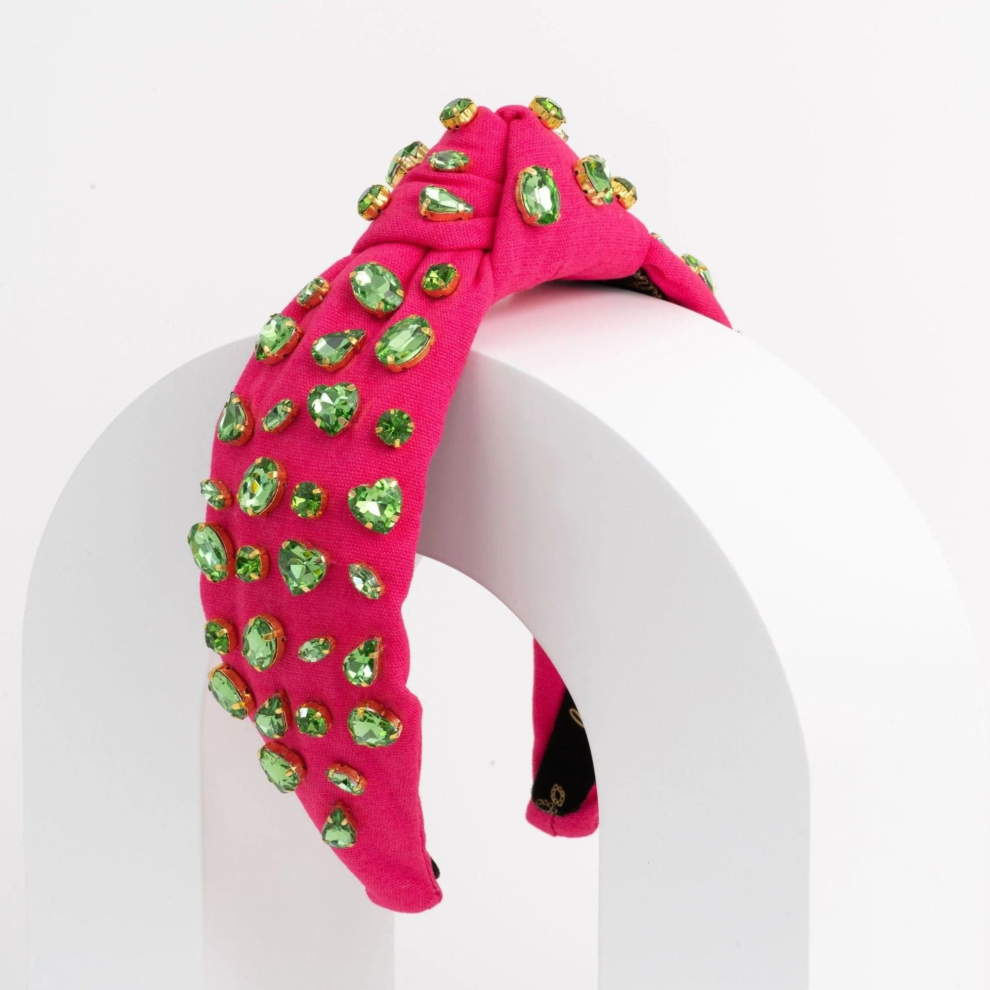 Watermelon Pink & Green Jeweled Canvas Headband | La Bella Shop