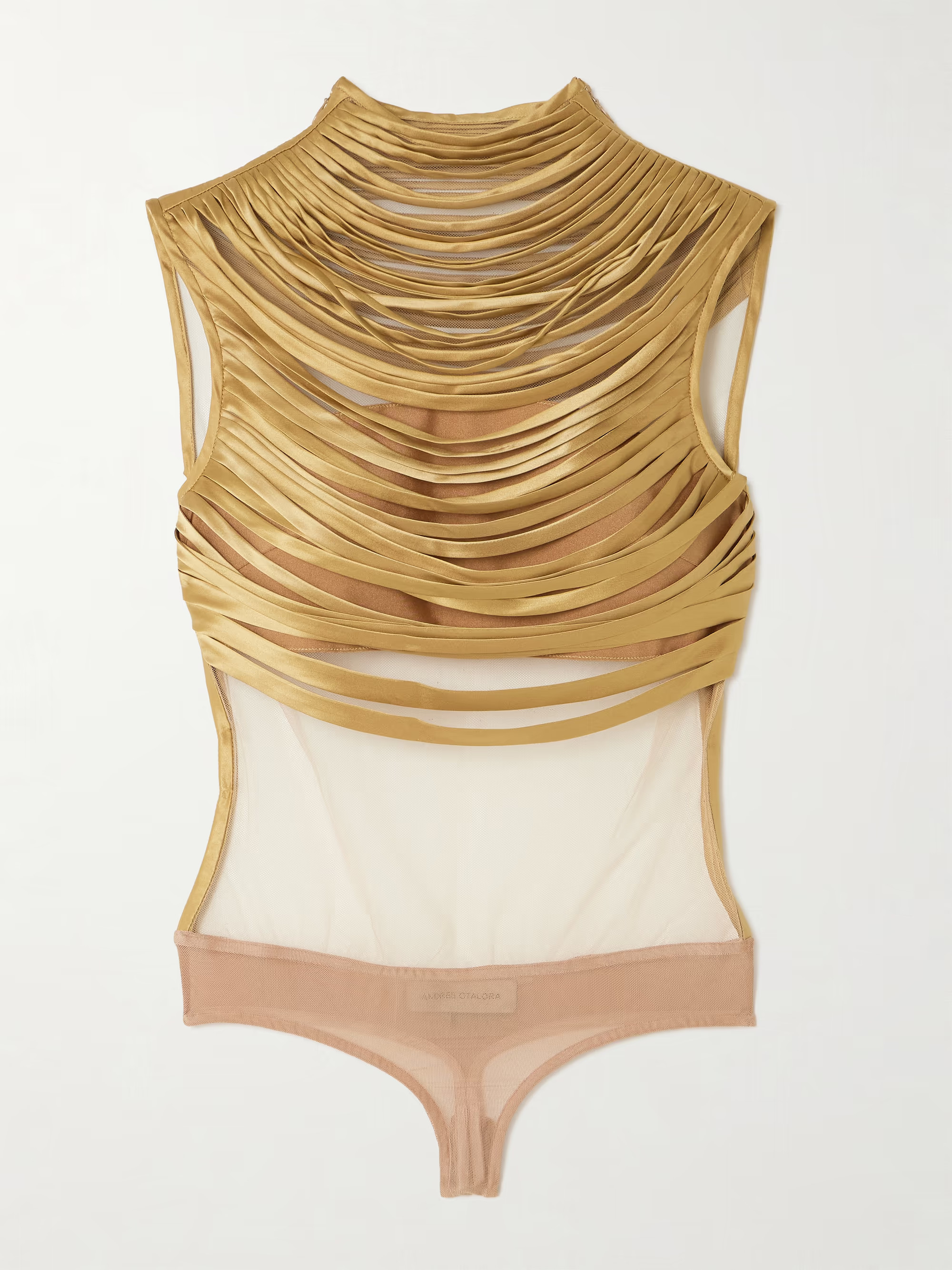 Pulsos fringed silk-charmeuse and mesh bodysuit | NET-A-PORTER (US)