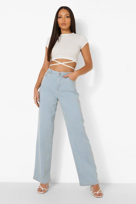 Tall Rib Tie Detail Crop Top | Boohoo.com (US & CA)