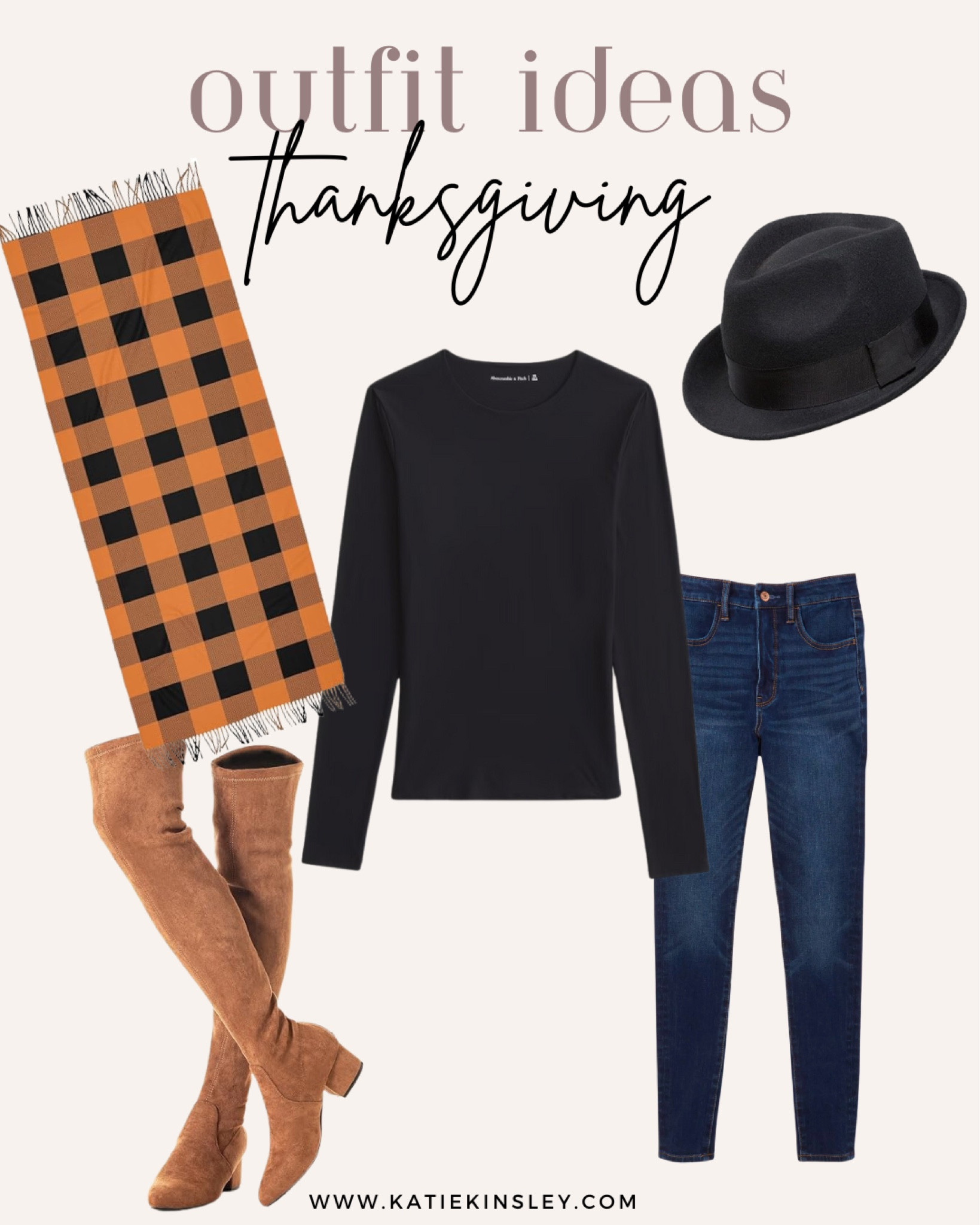 Thanksgiving g outfit idea: jeans, over the knee boots, orange plaid shawl, fedoraa

#LTKHoliday #LTKSeasonal #LTKStyleTip