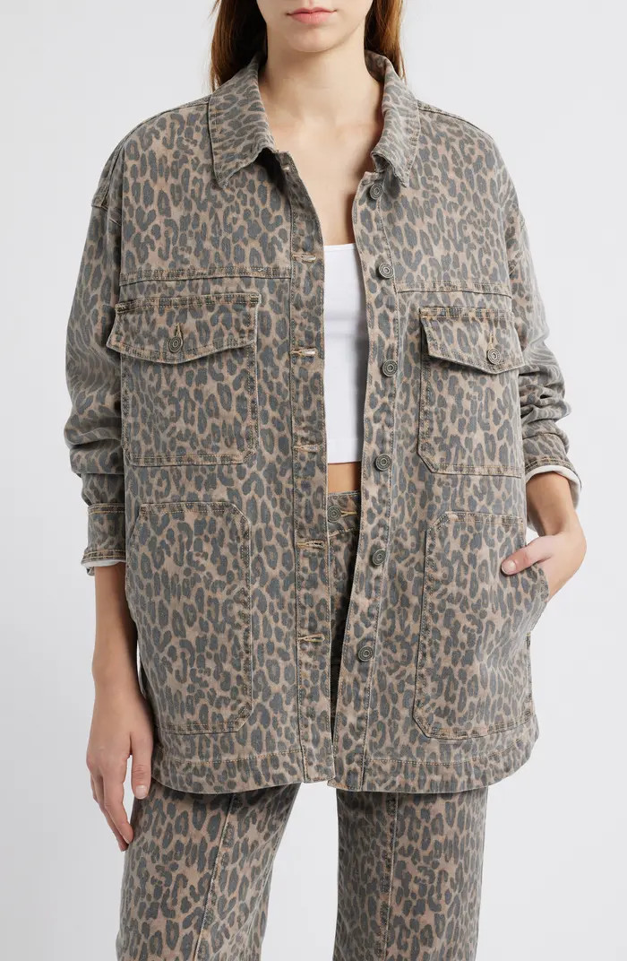 HIDDEN JEANS Cheetah Print Oversize Shacket | Nordstrom | Nordstrom