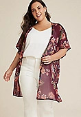Plus Size Burgundy Floral Kimono | Maurices
