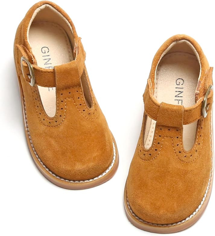 GINFIVE Toddler Girls Dress Shoes Little Kids Flats School Mary Janes Shoes | Amazon (US)