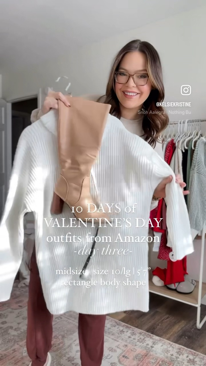 Sweater dress style / Valentine’s Day outfit / galentines day outfit / added a lace extended under sweater to make it into a dress 👏🏼 / midsize outfit inspo wearing size L

#LTKfindsunder50 #LTKSeasonal #LTKstyletip