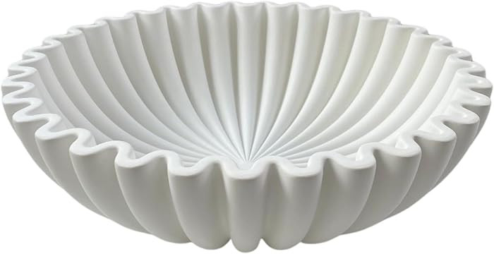 Large Decorative Bowl,White Decorative Bowls for Home Decor - Ruffle Decor - Fluted Bowl - Scallo... | Amazon (US)