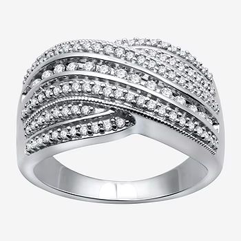 Womens 1/2 CT. T.W. Genuine White Diamond Sterling Silver Cluster Cocktail Ring | JCPenney