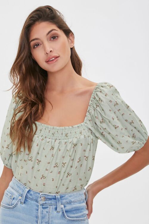 Floral Print Puff-Sleeve Top | Forever 21 (US)