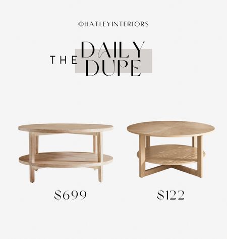 today’s daily dupe! 

designer dupe, crate & barrel clairemont natural oak coffee table dupe, light wood round coffee table, 2 tier coffee table, coffee table with shelf, look for less, amazon home, amazon finds, affordable home decor, living room decor 

#LTKhome #LTKsalealert