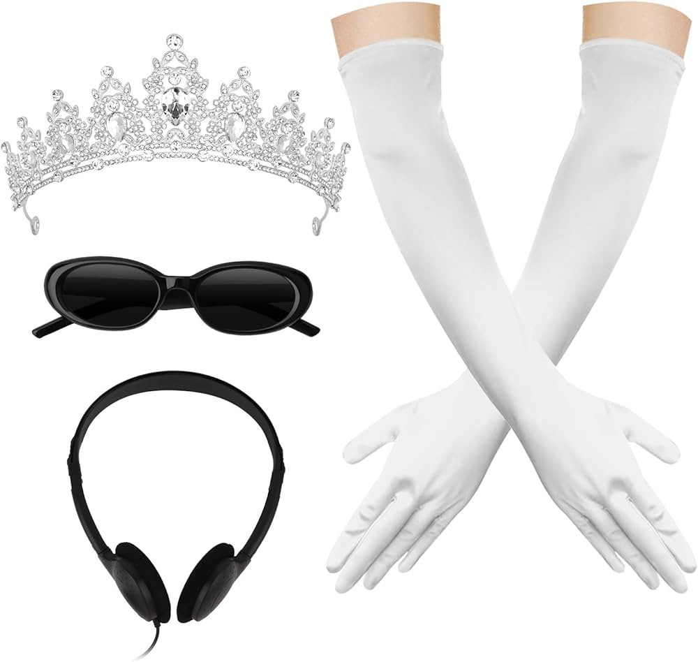 Princess Costumes Accessories for Women Crown Headband Long White Gloves Sunglasses and Headphone... | Amazon (US)