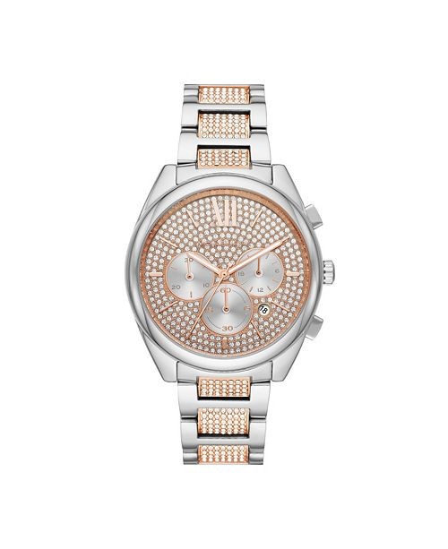 Michael Kors Women's Janelle Women's Two-Tone Pavé Glitz Bracelet Watch 42mm MK7098 & Reviews - ... | Macys (US)