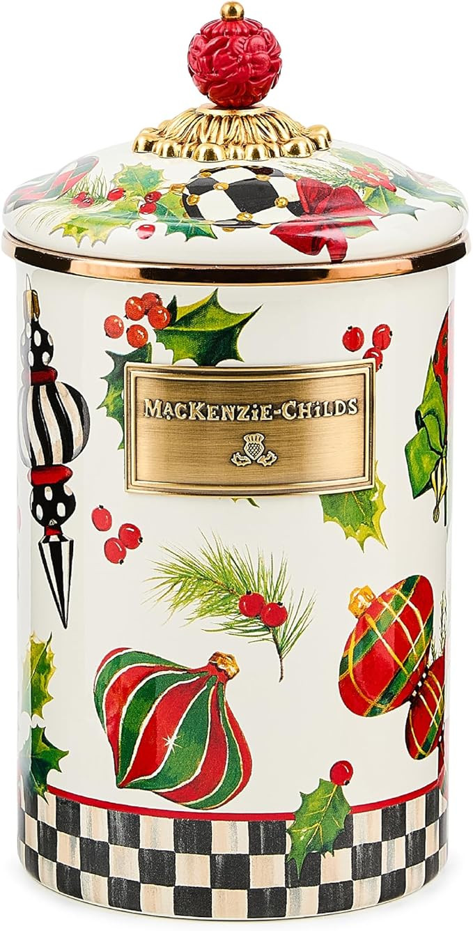 MACKENZIE-CHILDS Enamel Canister, Kitchen Storage Container with Lid, Large, Deck the Halls | Amazon (US)