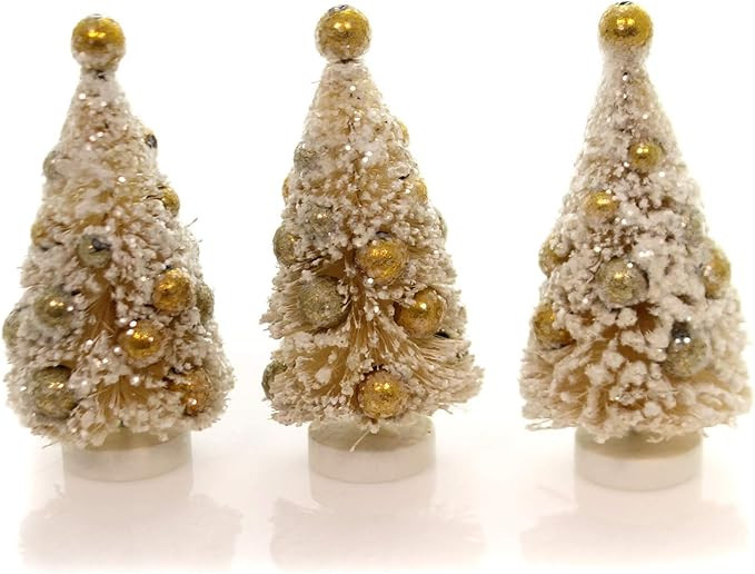 Primitives by Kathy 4 Inches Tall Bristle Mica Plastic Box Sisal Christmas Trees with Copper Gold... | Amazon (US)