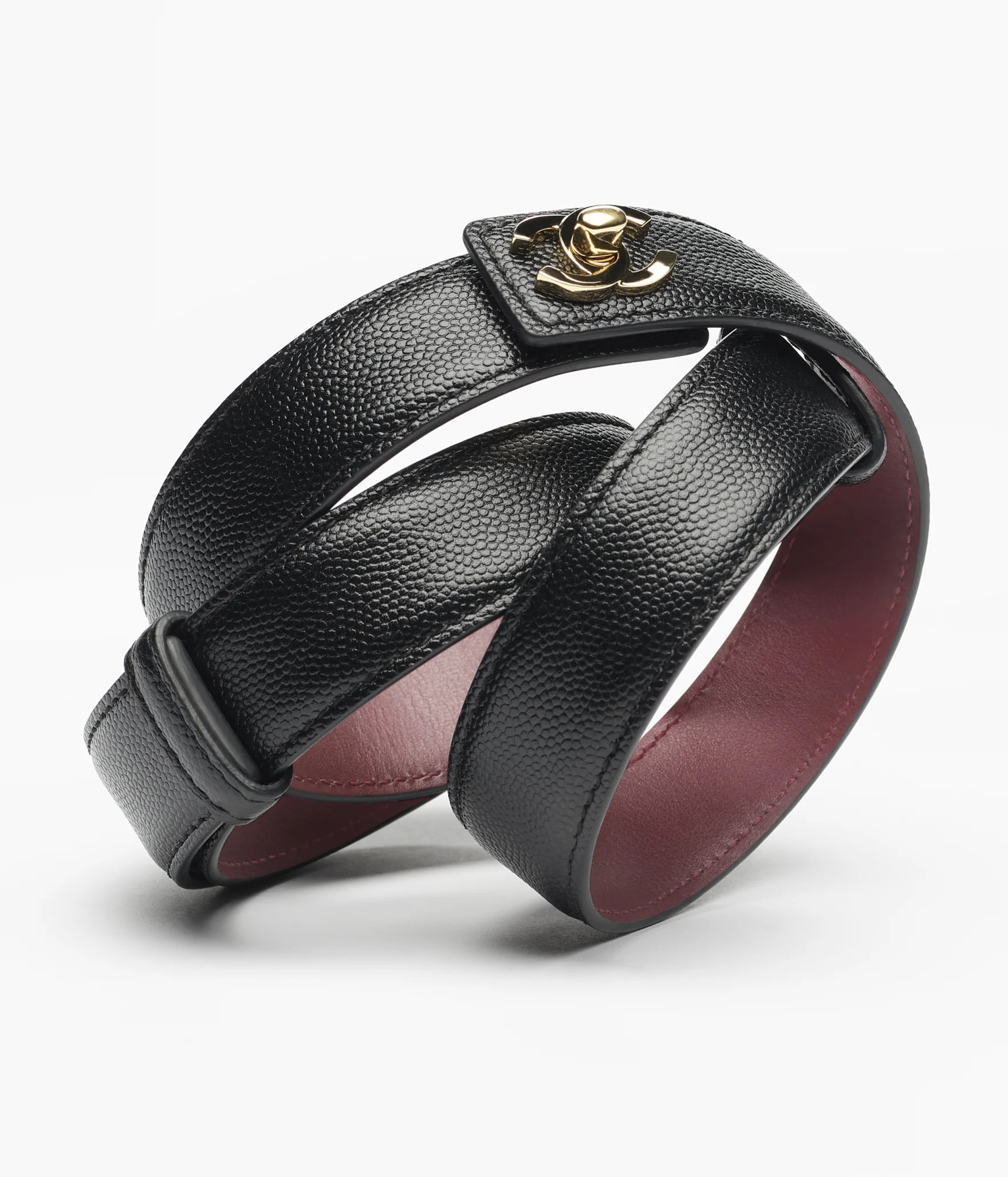 Leather belt - Calfskin & metal, black & gold \u2014 Fashion | CHANEL | Chanel, Inc. (US)