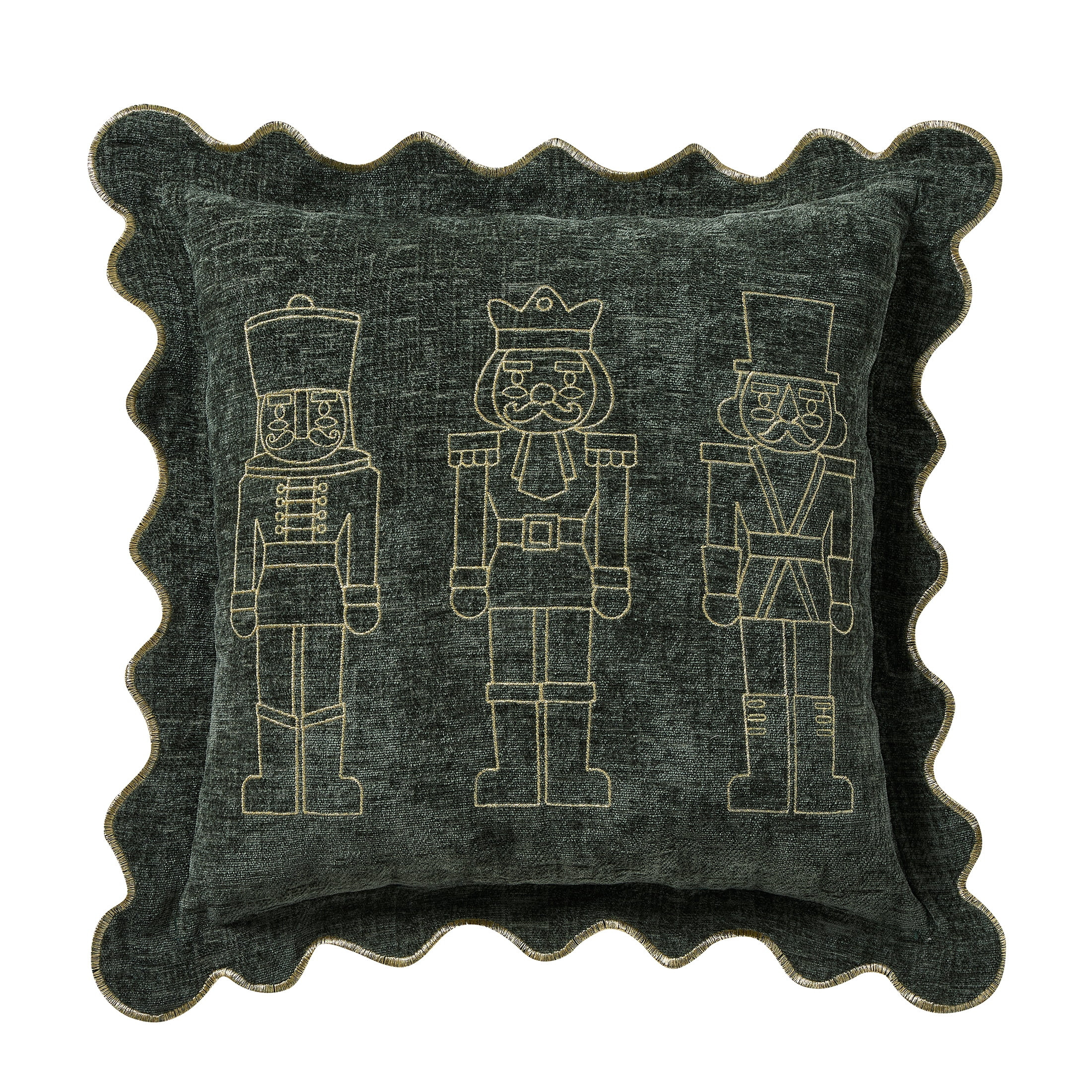 My Texas House 18" x 18" Green Nutcracker Chenille Holiday Decorative Pillow | Walmart (US)