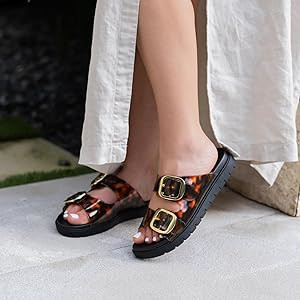 MIA Women's Gen Double Buckle Slide Sandals | Amazon (US)