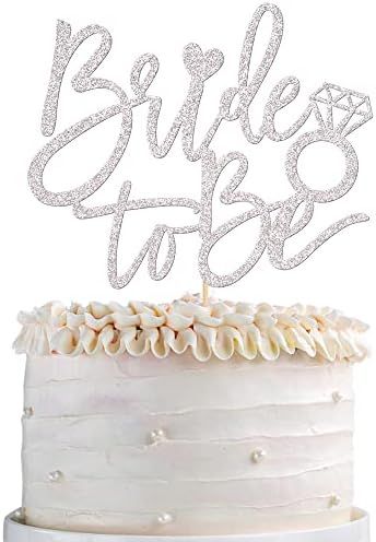 1 Pack Bride to Be Cake Topper Silver Glitter Ring Cake Pick Bride to Be Cake Decoration Wedding Bachelorette Bridal Shower Theme Party Cake Decoration Supplies | Amazon (US)