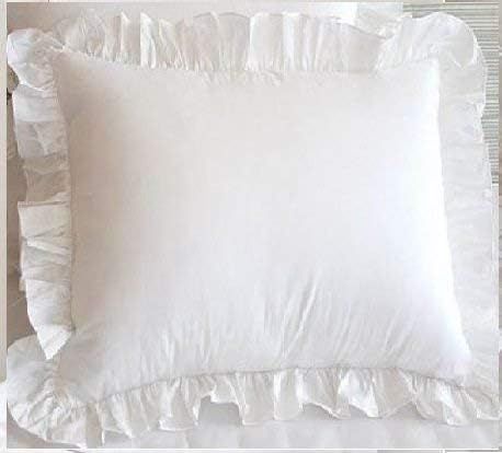 White Ruffle Pillow Shams Set of 2 - Luxury 100% Egyptian Cotton Cushion Cover Euro Size Pillow C... | Amazon (US)