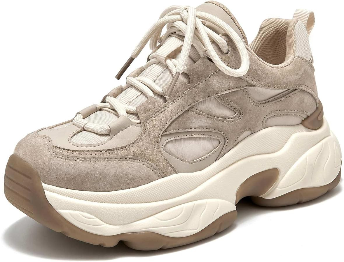 BEAU TODAY Sneakers for Women, Womens Fashion Sneakers, Platform Dad Shoes Comfortable Lace-Up Le... | Amazon (US)