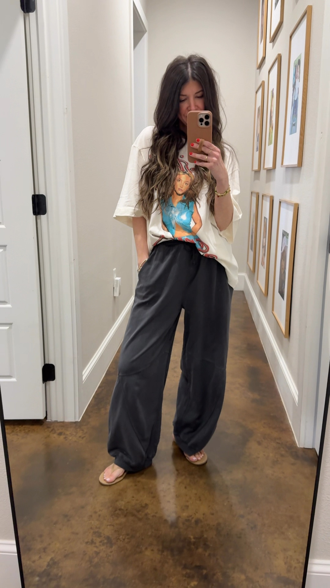 comfy spring outfit! 
-pants are XS! These are hands down the comfiest pants I’ve ever owned. They’re like a lived in tshirt for your legs!
-britney spears graphic tee: L; I sized up two to get an oversized look! 
-tkees flip flops: 6 tts

#LTKFindsUnder50 #LTKSaleAlert #LTKPetite #LTKWorkwear #LTKTravel #LTKStyleTip