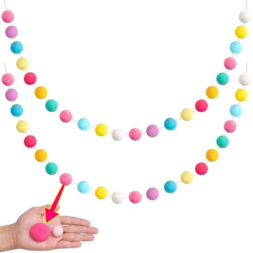XmasExp Easter Pom Pom Garland Decorations - Large Spring Felt Ball Garland for Classroom,Christmas, Mantle Decor, Easter Tree Ornaments, Baby Shower and Party Hanging Decor,13 Ft. | Amazon (US)