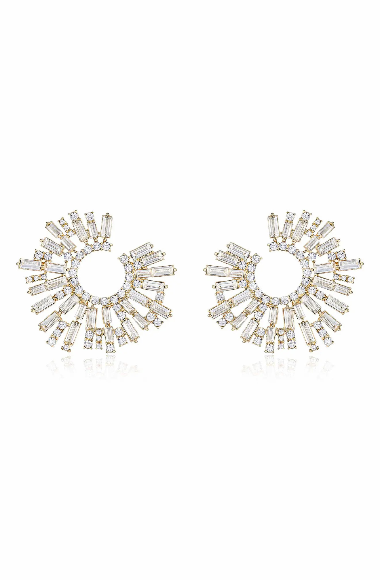 Ettika Crystal Frontal Hoop Earrings in Gold at Nordstrom | Nordstrom
