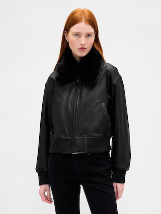 Vegan Leather Bomber Jacket | Gap (US)