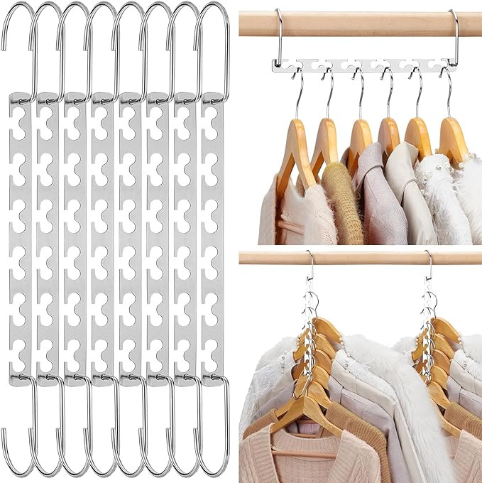 HOUSE DAY 10.5 Inch Closet Space Saving Wardrobe Clothing Magic Hangers Oragnizer Heavy Chrome Ha... | Amazon (US)