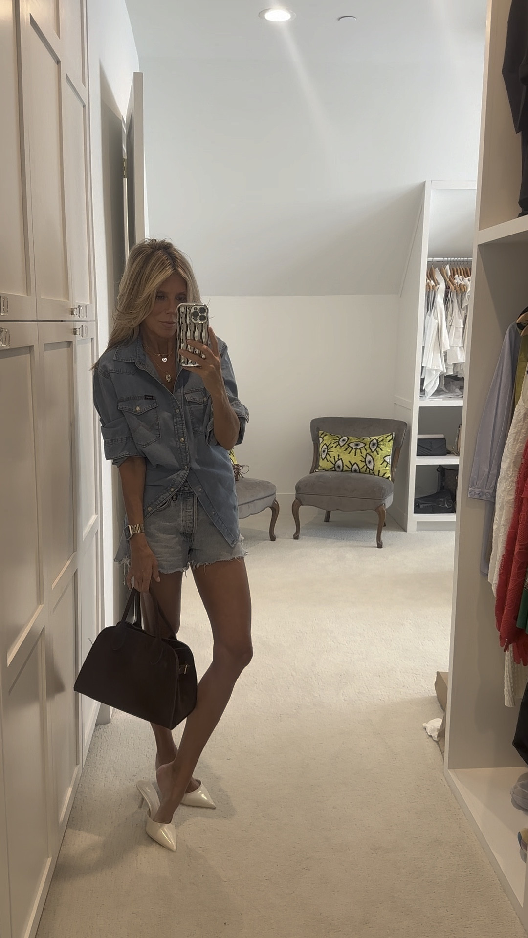 This shirt is my go-to!! I wear it year round!

Shirt - men’s medium - and it’s very roomy! Actually think a small might look better. 🤔 

Shorts - size 26; I have the longer version as well; this denim is awesome 

Bag - I’ve linked this one & another that I think looks even cuter!! It’s otw and I will share once I receive. It’s a great look-for-less. 
 
Jewelry - Melinda Maria; use promo code StephanieF to save sitewide 👏🏼👏🏼👏🏼

#LTKItBag #LTKSeasonal #LTKStyleTip