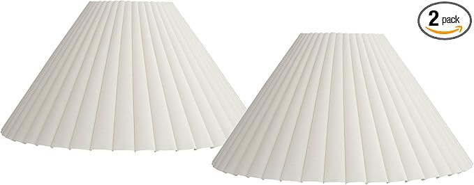 Set of 2 Box Pleat Empire Lamp Shades Antique White Large 6.75" Top x 20.75" Bottom x 10.75" High... | Amazon (US)