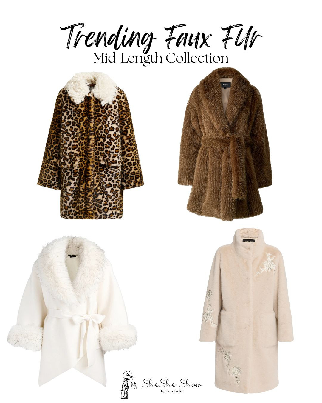  Mid to full length faux fur coats. So cute and oh so crazy. 
Leopard faux fur, white faux fur 

 

#LTKSeasonal #LTKHoliday #LTKOver40