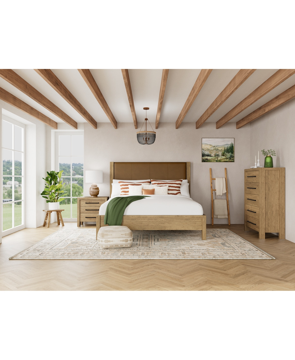 Davie 3-Pc. Queen Set (Leather Bed, Chest & 3-Drawer Nightstand), Created for Macy's - Brown | Macy's