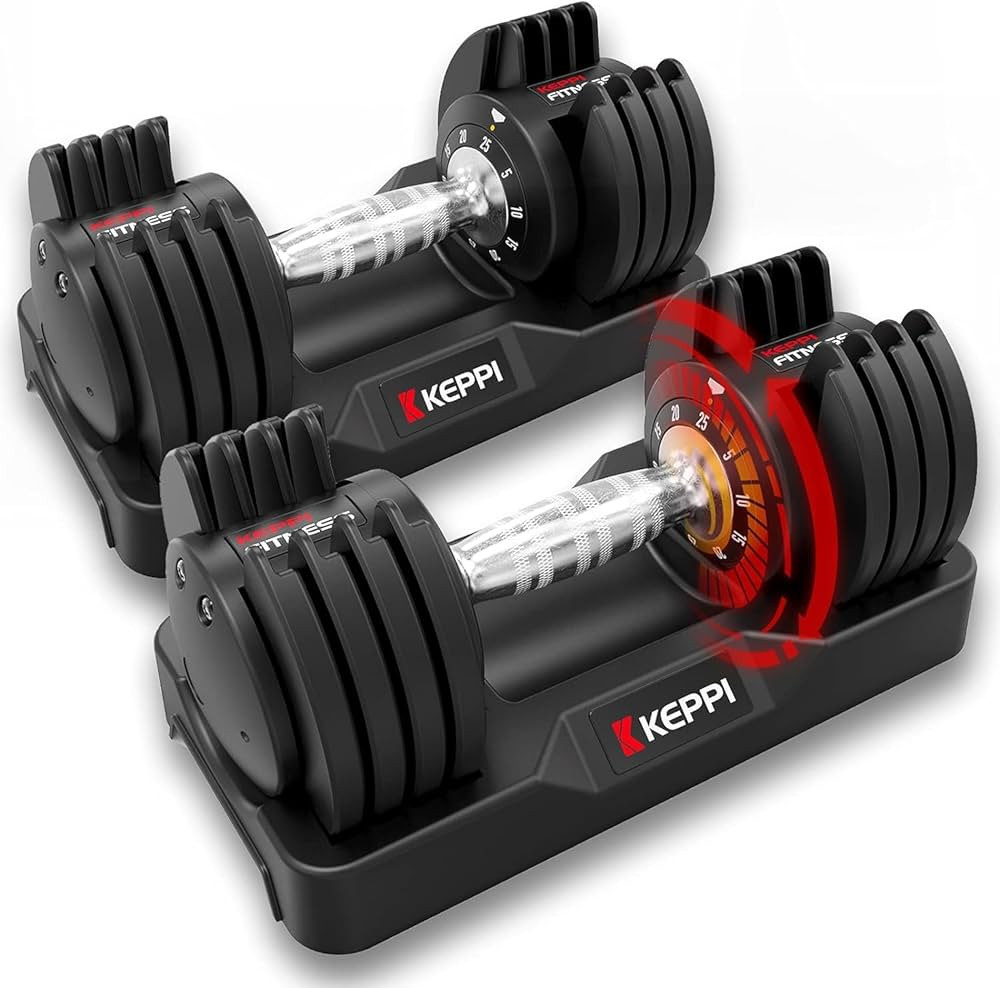 Keppi Adjustable Dumbbells Set, 25lb/55lb Dumbbells with Anti-Slip Metal Handle for Exercise & Fi... | Amazon (US)