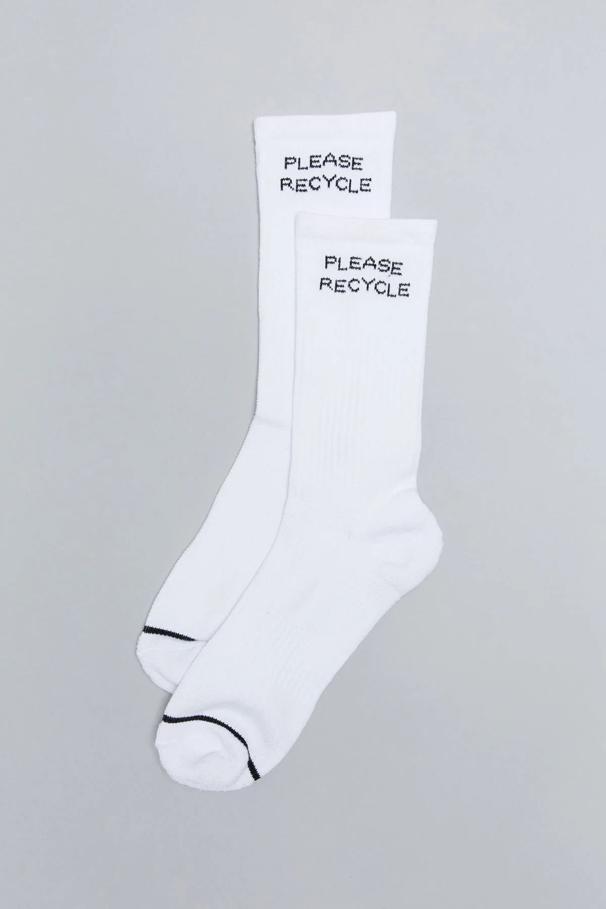 White Please Recycle Crew Sock | Girlfriend Collective