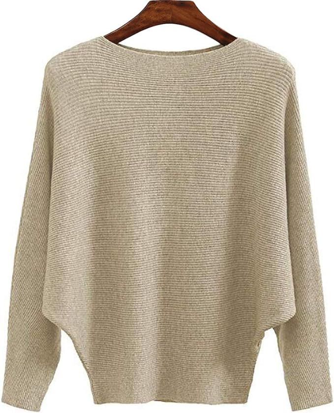 Ckikiou Women Lightweight Oversized Sweaters Tops Batwing Loose Cashmere Pullovers | Amazon (US)