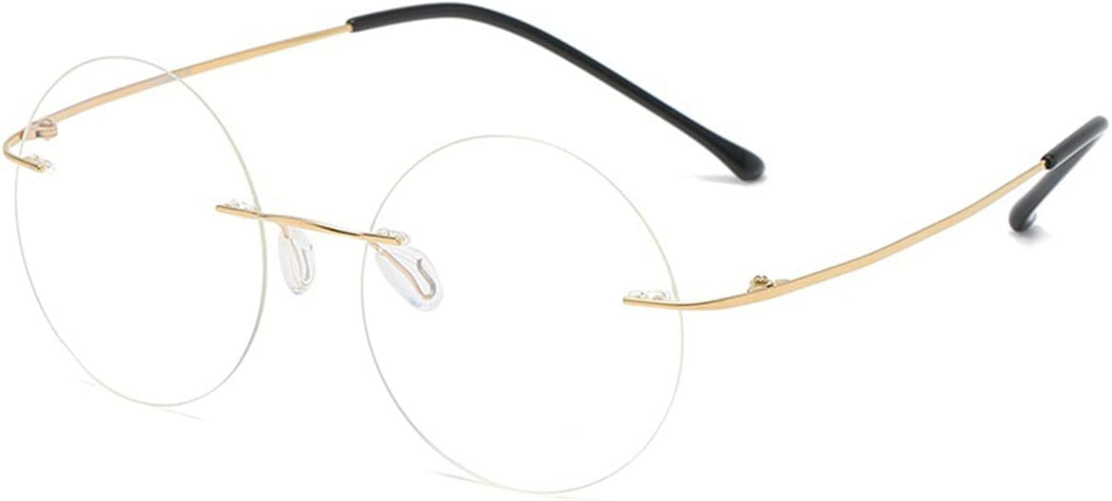 Titanium Rimless Round Reading Glasses Blue Light Blocking Eyeglasses Readers Frameless Eyewear f... | Amazon (US)