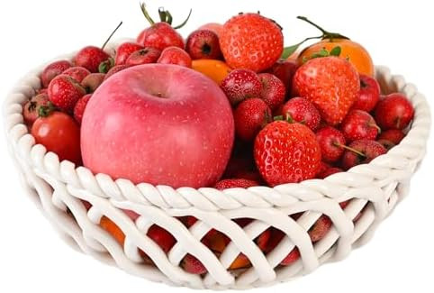 Ceramic Fruit Bowl for Kitchen Counter, 9.7" Large Fruit Basket for Table Countertop, Decorative ... | Amazon (US)