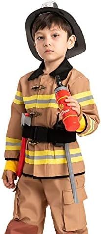 Child Unisex Brown Fireman Costume for Halloween dress up-3T | Amazon (US)