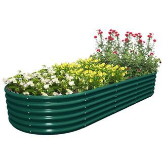 8 ft. x 4 ft. x 1 ft. Green Outdoor Metal Raised Garden Bed, Planter Box With 9 Metal Trellis for Vegetables,Flowers | The Home Depot