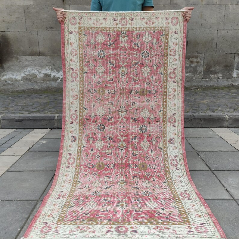 3x6 Kitchen Rug , 3.18 X 6.14 Pink Rare Colors Runner Rug , Area Rug , Hallway Muted Old Rug,boho... | Etsy (US)