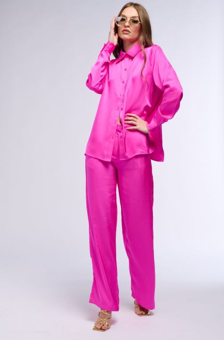 OPEN TO WHATEVER WIDE LEG SATIN TROUSER IN PINK | AKIRA